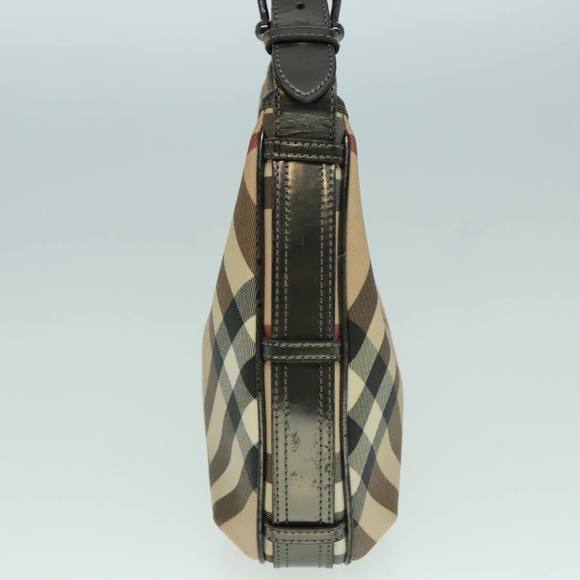 BURBERRY Nova Check Shoulder Bag PVC Beige Silver Auth bs18369 - Picture 5 of 16